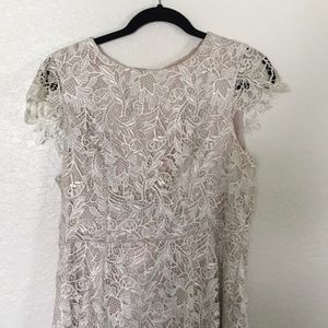 Eliza J nude and gold dress